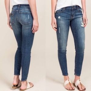 Eunina Blue Ava Low Rise Zipper Skinny Ankle Distressed Jeans Size 26